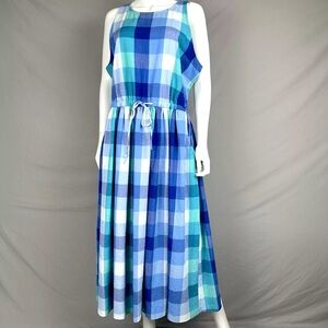 Loft Womens Textured Plaid Midi Dress Cutout Back XL Cottagecore Prairie Spring